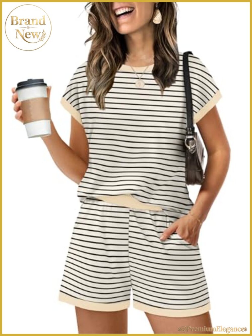 Two Piece Short Set Crew Neck Cap Sleeve Drawstring Lounge Sweatsuit